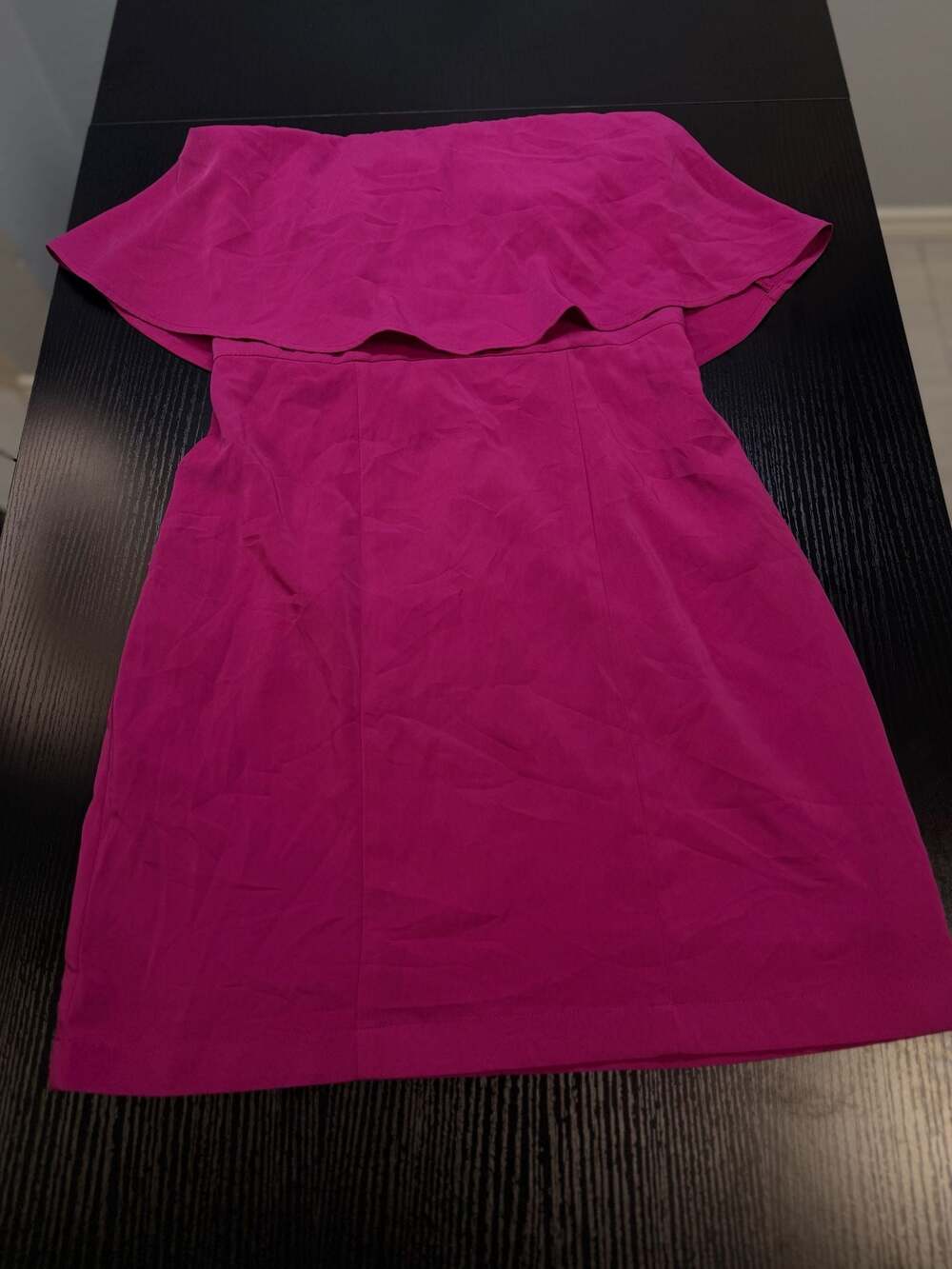 Express Fushia Pink Strapless Ruffle Overlay Mini Cocktail Dress